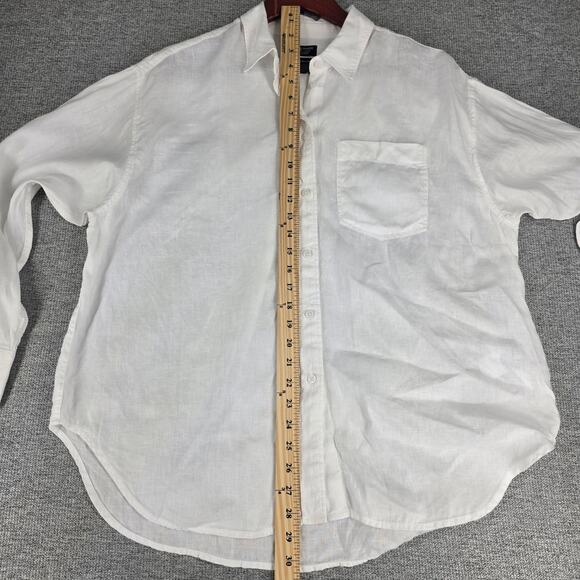 J.CREW MENS BAIRD MCNUTT IRISH LINEN OVERSIZED SHIRT SIZE MP WHITE LONG SLEEVE - Picture 8 of 13